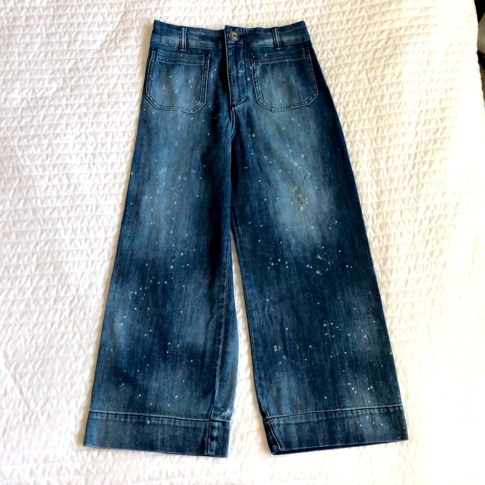 Anthropologie Pilcro Paint-Splatter Wide-Leg Jean